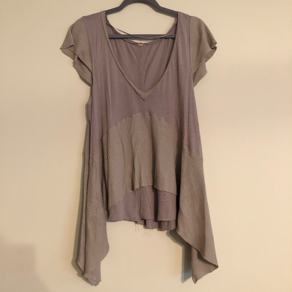 FREE PEOPLE Taupe Cap Sleeve Top
